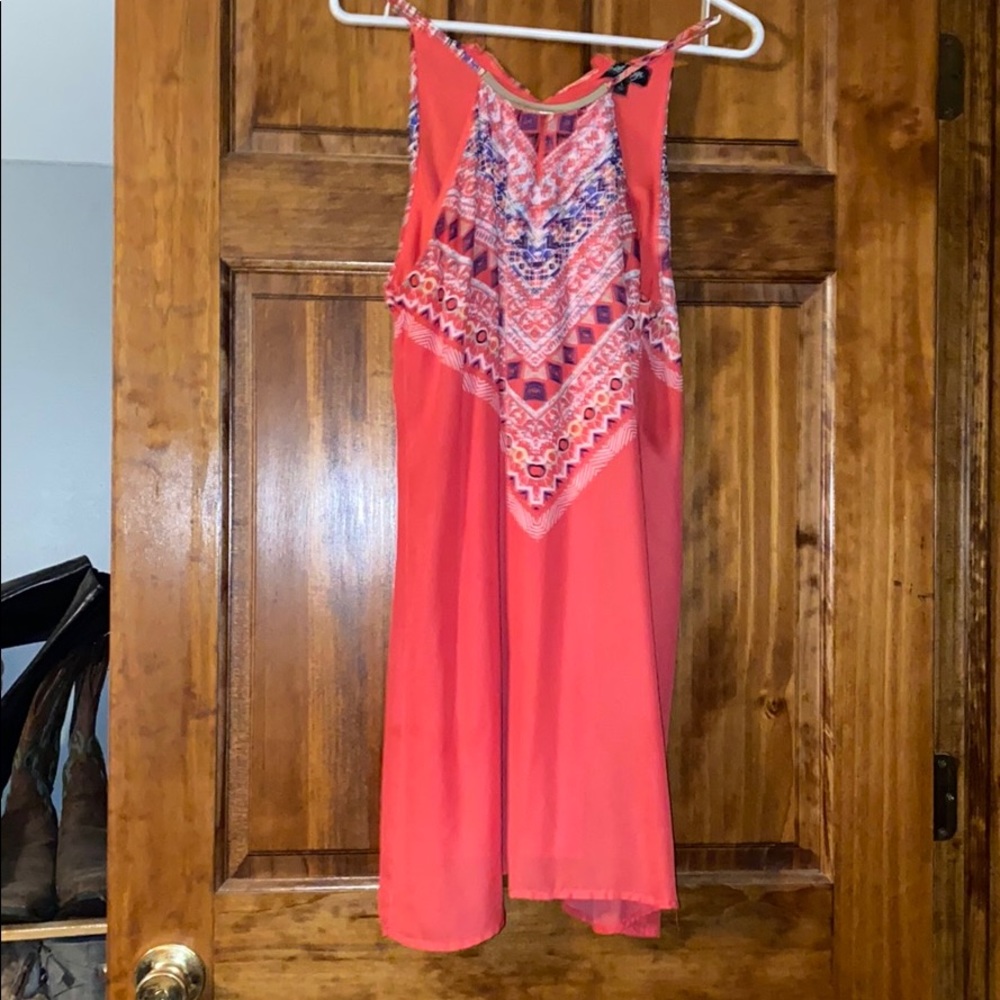 Pretty Coral colored high neck dress
